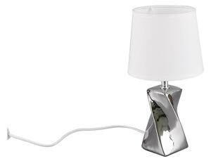 Lampada da tavolo argentata con paralume in tessuto (altezza totale 28 cm) Abeba – Trio