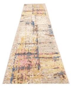 Tappeto Berbero Astratto Beige Blu Corsia 84x418 Cm