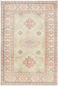 Tappeto Kazak Stilizzato Verde Salvia Rosa Cipria 100x146 Cm