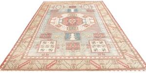 Tappeto Kazak Geometrico Celeste Beige 199x291 Cm