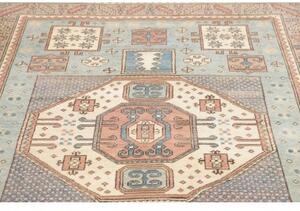 Tappeto Kazak Geometrico Azzurro Chiaro Avorio 145x196 Cm