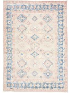 Tappeto Kazak Geometrico Avorio Azzurro 200x283 Cm