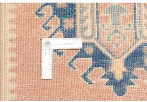 Tappeto Kazak Geometrico Rosa Antico Blu Corsia 81x297 Cm