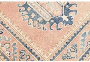 Tappeto Kazak Geometrico Rosa Antico Blu Corsia 81x297 Cm