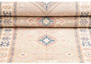 Tappeto Kazak Geometrico Avorio Blu Corsia 87x284 Cm
