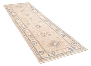 Tappeto Kazak Geometrico Avorio Blu Corsia 87x284 Cm