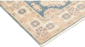 Tappeto Kazak Geometrico Blu Beige Corsia 82x248 Cm