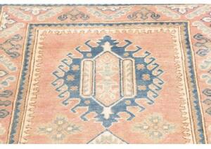Tappeto Kazak Geometrico Rosa Antico Blu Corsia 81x297 Cm