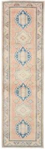 Tappeto Kazak Geometrico Rosa Antico Blu Corsia 81x297 Cm