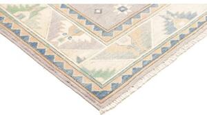 Tappeto Kazak Geometrico Grigio Azzurro 182x273 Cm