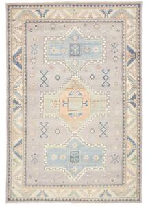 Tappeto Kazak Geometrico Grigio Azzurro 182x273 Cm