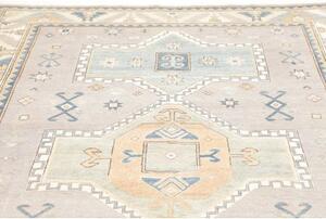 Tappeto Kazak Geometrico Grigio Azzurro 182x273 Cm