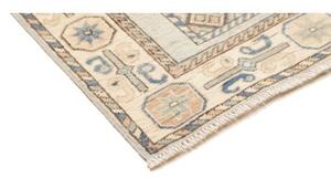 Tappeto Kazak Geometrico Celeste Beige Corsia 91x329 Cm