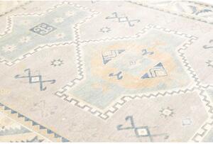 Tappeto Kazak Geometrico Grigio Perla Azzurro 186x270 Cm