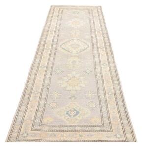 Tappeto Kazak Geometrico Grigio Chiaro Beige Corsia 85x290 Cm
