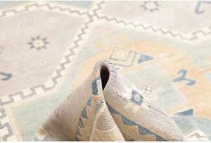 Tappeto Kazak Geometrico Grigio Perla Azzurro 186x270 Cm