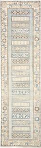 Tappeto Kazak Geometrico Celeste Beige Corsia 91x329 Cm