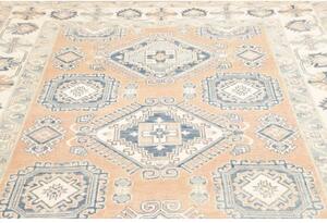 Tappeto Kazak Geometrico Pesca Azzurro 197x299 Cm