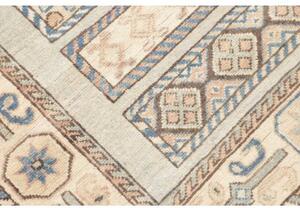 Tappeto Kazak Geometrico Celeste Beige Corsia 91x329 Cm