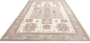 Tappeto Kazak Geometrico Avorio Grigio Azzurro 211x315 Cm
