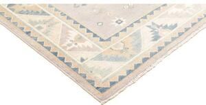 Tappeto Kazak Geometrico Grigio Perla Azzurro 186x270 Cm