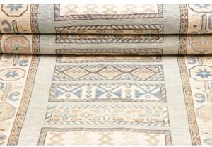 Tappeto Kazak Geometrico Celeste Beige Corsia 91x329 Cm