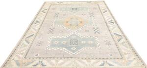 Tappeto Kazak Geometrico Grigio Perla Azzurro 186x270 Cm
