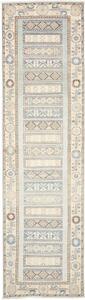 Tappeto Kazak Geometrico Celeste Avorio Corsia 88x328 Cm