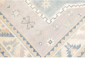 Tappeto Kazak Geometrico Grigio Perla Azzurro 186x270 Cm