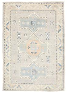 Tappeto Kazak Geometrico Grigio Perla Azzurro 186x270 Cm