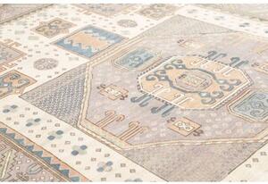 Tappeto Kazak Geometrico Avorio Grigio Azzurro 211x315 Cm