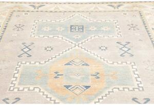 Tappeto Kazak Geometrico Grigio Perla Azzurro 186x270 Cm