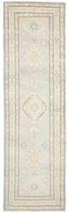 Tappeto Kazak Geometrico Grigio Chiaro Beige Corsia 85x290 Cm