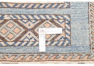 Tappeto Kazak Geometrico Celeste Beige Corsia 91x329 Cm