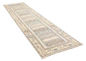 Tappeto Kazak Geometrico Celeste Avorio Corsia 88x328 Cm