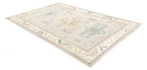 Tappeto Kazak Geometrico Grigio Perla Azzurro 186x270 Cm