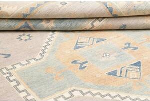 Tappeto Kazak Geometrico Grigio Perla Azzurro 186x270 Cm