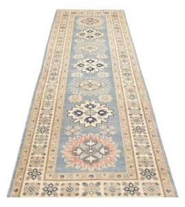 Tappeto Kazak Stilizzato Celeste Beige Corsia 81x294 Cm
