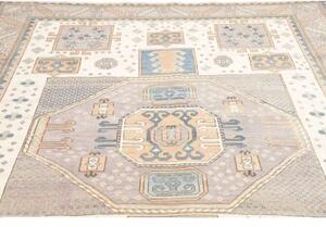 Tappeto Kazak Geometrico Avorio Grigio Azzurro 211x315 Cm