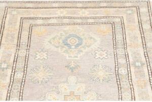 Tappeto Kazak Geometrico Grigio Chiaro Beige Corsia 85x290 Cm