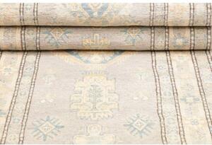 Tappeto Kazak Geometrico Grigio Chiaro Beige Corsia 85x290 Cm