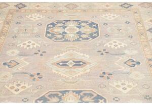 Tappeto Kazak Stilizzato Grigio Chiaro Blu 154x197 Cm