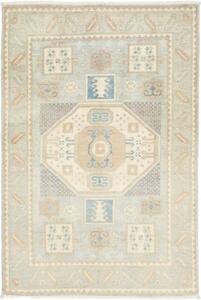 Tappeto Kazak Geometrico Celeste Beige 100x150 Cm