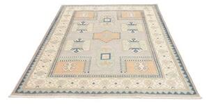 Tappeto Kazak Geometrico Grigio Chiaro Blu 150x197 Cm