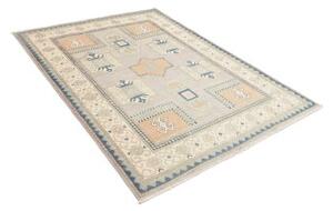 Tappeto Kazak Geometrico Grigio Chiaro Blu 150x197 Cm