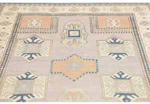 Tappeto Kazak Geometrico Grigio Chiaro Blu 150x197 Cm