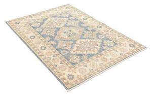 Tappeto Kazak Geometrico Blu Avorio 104x149 Cm
