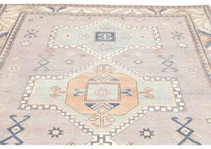 Tappeto Kazak Geometrico Grigio Azzurro 189x278 Cm