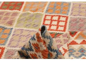 Tappeto Kilim Geometrico Beige Arancione 263x353 Cm