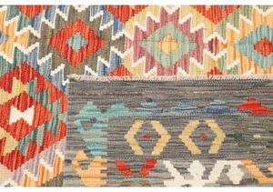 Tappeto Kilim Geometrico Grigio Rosso 204x297 Cm